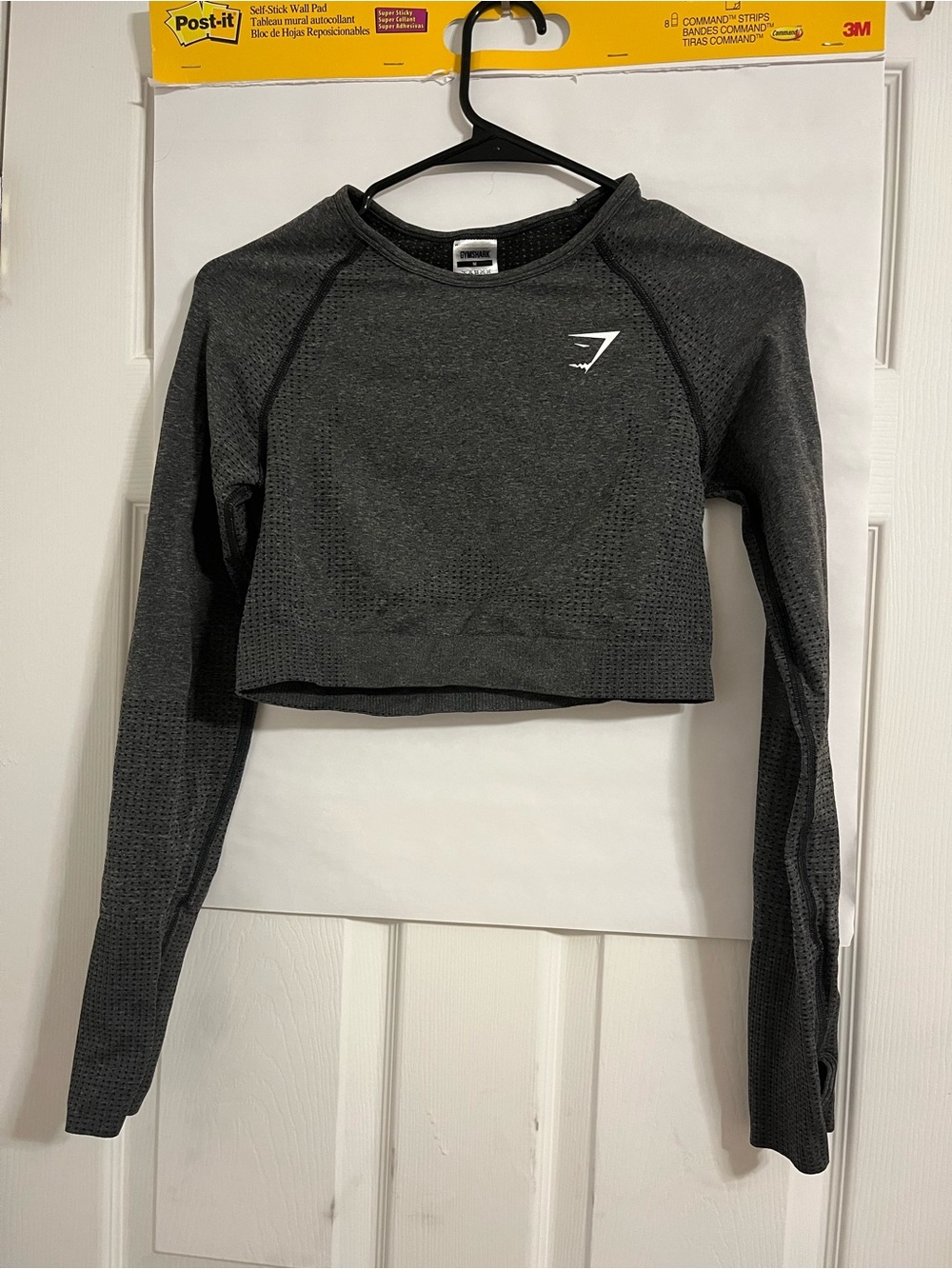 Gymshark Dark Charcoal Seamless Long-Sleeve Crop Top